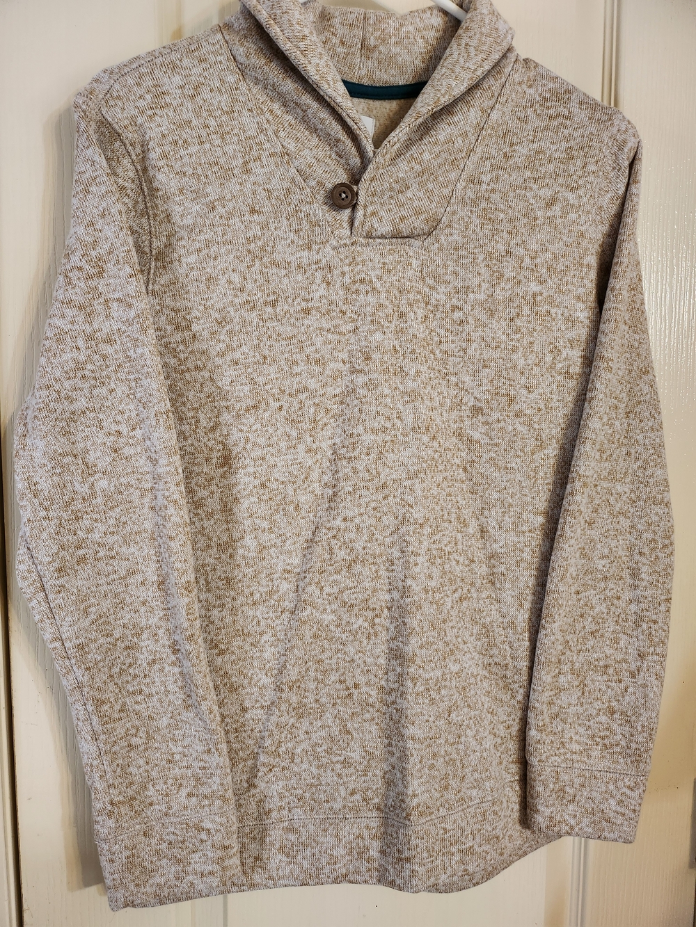 Sonoma Men's Shawl Collar Crewneck Sweater in Heathered Tan
